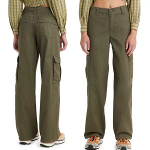 Levis 94 Baggy Pants Womens 30 Army Green‎ Cargo Jogger Straight Y2K 90s Skater